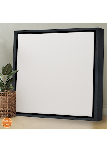 Siyah Çerçeveli Tuval 90 x 90 CM Kare Profesyonel %100 Pamuk Boş Tablo