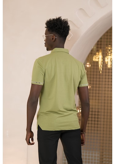 Paul Martin Regular Fit Yaka Garnili Pamuklu Polo Yaka T-shirt Haki