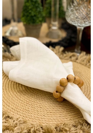 12 Adet Parlak Ahşap Boncuk Peçete Yüzüğü