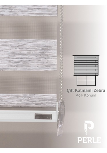 Br Perle Açık Gri Renk Bambu Stor Zebra Perde Yüksek Kalite Alüminyum Kasa Açık Gri