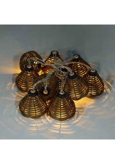 Skycity 10 Adet Kahverengi Doğal Rattan Toplumlu Led Işık Zinciri - Yatak Odası, Noel, Düğün Dekorasyonu - 3xaa Pil İle Çalışır Pil Dahil Değil Diğer