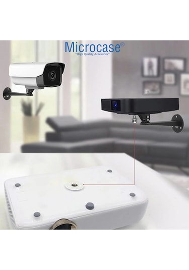 Microcase Metal Döner Başlıklı Cctv Kamera Projeksiyon Duvara Monte Askı Aparatı - Al5283