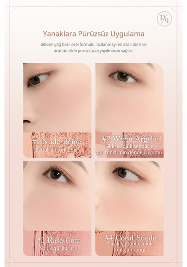 Dasique Karıştırılabilir Renk Tonlarına Sahip 4 Lü Allık Paleti Blending Mood Cheek 04 Beige Knit 04 Beige Knit