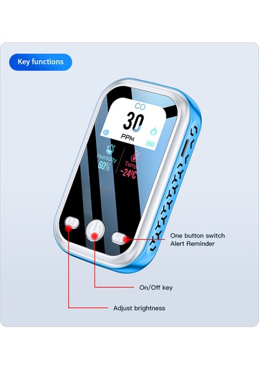 Ranyeek Mini Taşınabilir Karbon Monoksit Dedektörü - Co, Sıcaklık Ve Nem Ölçer - 4 Seviye Renkli Uyarı - Ev, Araba, Kamp, Garaj İçin Beyaz Zn-d6