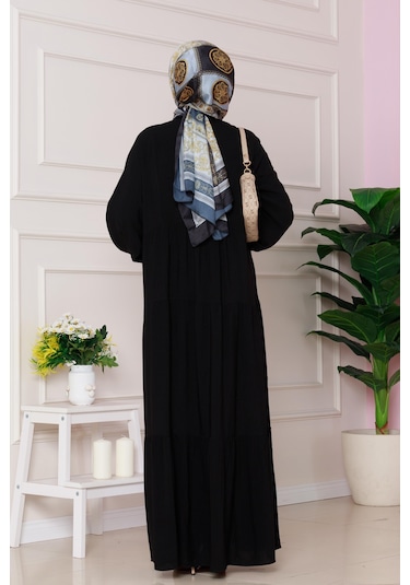 Robalı Azra Elbise-siyah-4806 Siyah