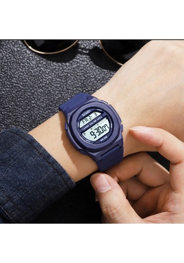 Skmeı 1821 Paslanmaz Çelik Tokalı Silikon Kayış Elektronik Saat Ordu Yeşili Kahverengi