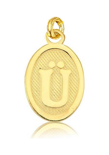 Ü Harfi Oval Altın Kolye Ucu