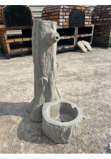 Dekoratif Bahçe Kütük Görünümlü Beton Çeşme Barbekü Gross