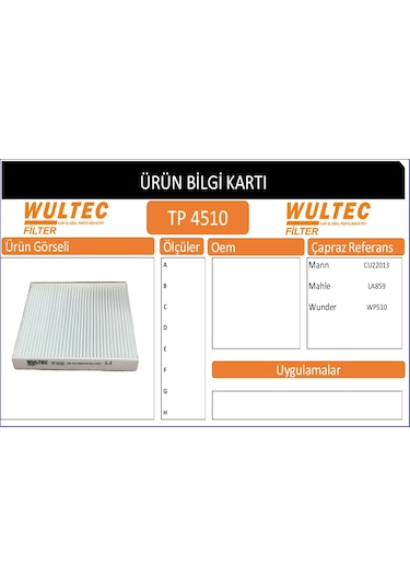 Tp 4510 Polen Fıltresı Ford Transıt V347 2.2 Tdci-2.4 Tdci 2006