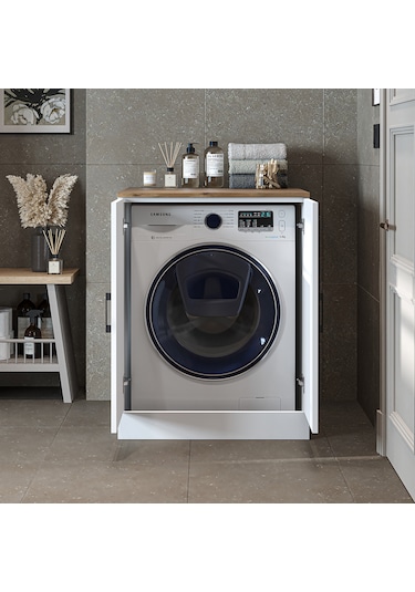 Çamaşır Kurutma Makinesi Alt Dolabı Kapaklı Banyo Alt Dolap.51 Atlantik Çam - Beyaz Çamaşır Kurutma Makinesi Alt Dolabı Kapaklı Banyo Alt Dolap.51 Atlantik Çam - Beyaz