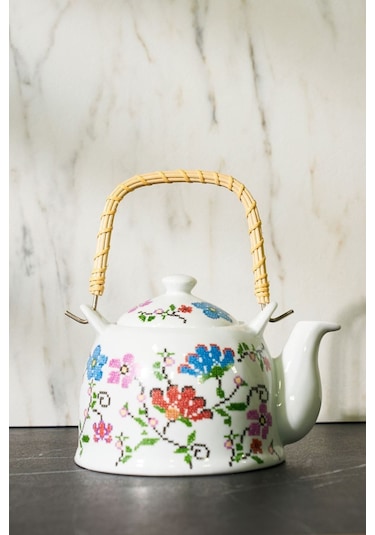 Prydml-2 Miss Betty Emaye Hasır Saplı Porselen Demlik 001