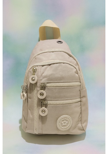Newish Polo Kadın Krinkıl Kumaş Çapraz Tek Kol Göğüs Ve Omuz Sırt Çantası-crossbody Bag Krem