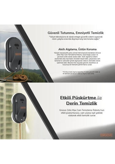 Groove Zelix Max Akıllı Sensörlü Cam Silme Robotu