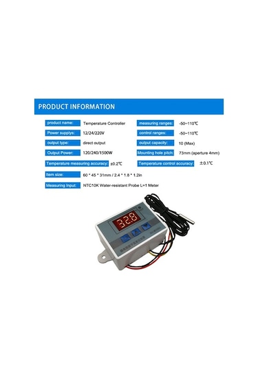 Pazly 50-110 C Akıllı Dijital Termostat, 1m Su Geçirmez Prob, Hassas Sıcaklık Kontrolü