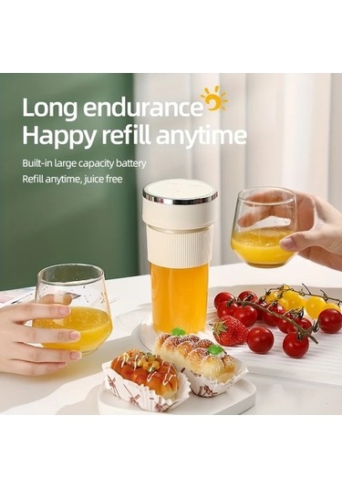 Fastbuy Sinuoshop Usb Şarjlı 350 Ml Beyaz Kablosuz Manuel Portatif Meyve Sıkacı Bpa Free Beyaz Beyaz