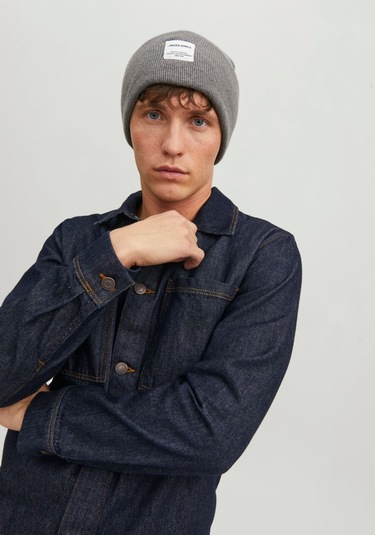 Jack & Jones Logo Etiketli Bere - Long 12150627 Grey Melange