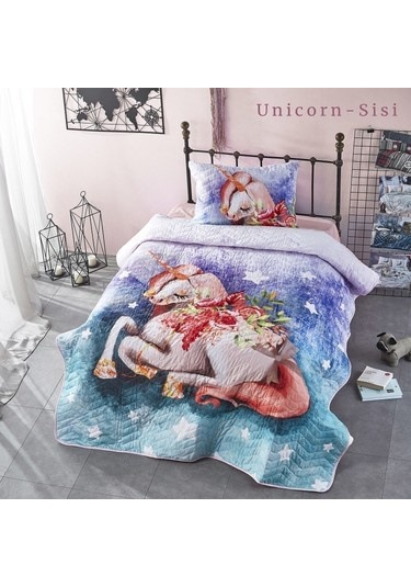 Ceylin Yatak Örtüsü Tek Kişilik Ünicorn Sisi Çok Renkli