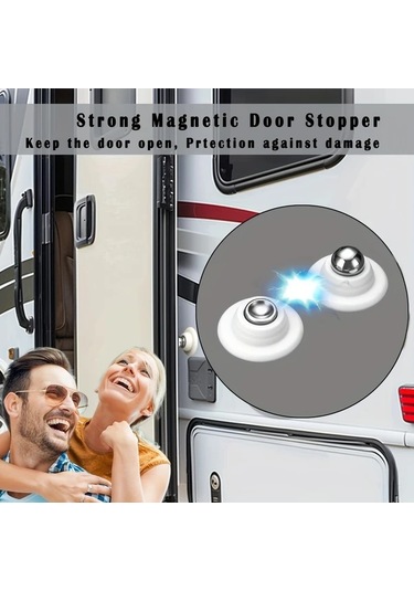 Honeybeeshop 2li Paket Beyaz 2 Adet Silikon Manyetik Kapı Tutucu Rv Kamyon Trailer İçin Matkap Gerektirmez Kurulum Güçlü Manyetik Çekim Sessiz Çalışma 2'li Paket Beyaz