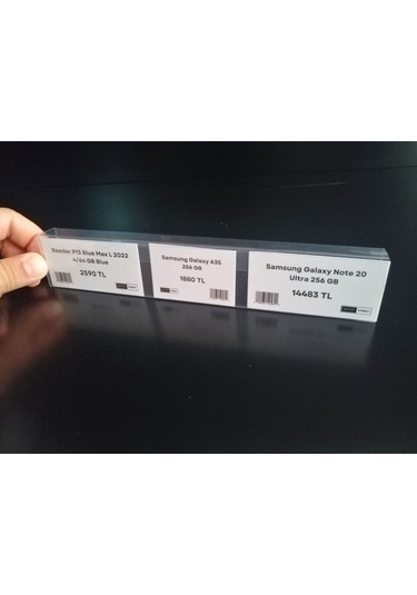 10 Adet Pvc Etiketlik Dik Geçme Ahşap Raf 24 x 4 CM İsimlik Kart Cebi