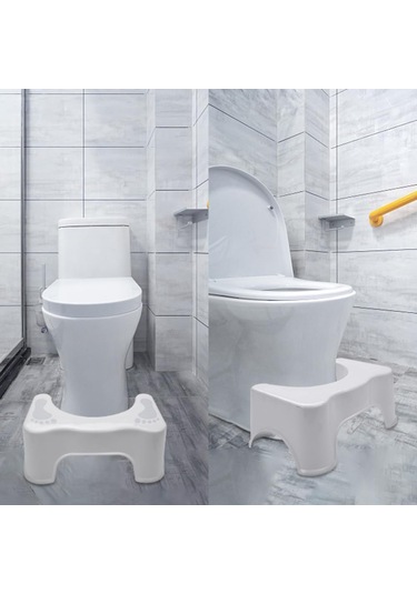 Mufunye Beyaz Banyo Tuvalet Yardımcı Tabureği - Dışkanak Ve Sakatlık Önleyici, Kolon Sağlığı Ve İdrar Tıkanıklığını Alleviate Eden Oturma Seyri Beyaz