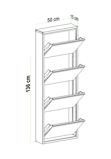 Kilitli 4 Kapaklı Metal Ayakkabılık Antrasit Antrasit
