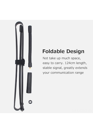 Samdoo 124cm Katlanabilir Sma-erkek Anten, Vhf/uhf Çift Bantlı, 5.0dbi Yüksek Kazanç, Çoklu Marka İçin Uyumlu Radyo Anteni