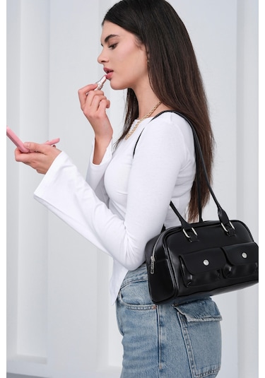 Rhan Retro Baget Çantası Siyah Siyah