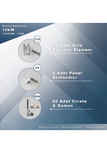 Matech 10 KW Solar Paket Sistem 10000W/gün