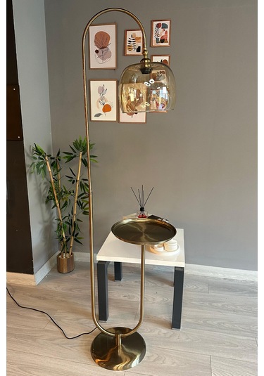 Dijon Bal Rengi Cam Lambader U Tepsili Modern Dekoratif Metal Oturma Odası Çalışma Odası Zemin Natural