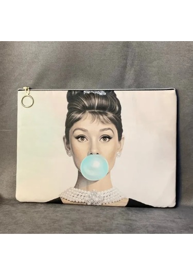 Uretti - Mehtap 4435 - Pop Art Desenli Clutch Çanta - Fil Dişi Bej