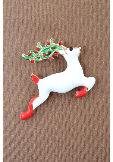 Noel Geyiği Broş. Taşlı Tasarım Ren Geyiği Broş. Yaka İğnesi Broş. Geyik Broş. Kadın Broş. Broş. Çok Renkli