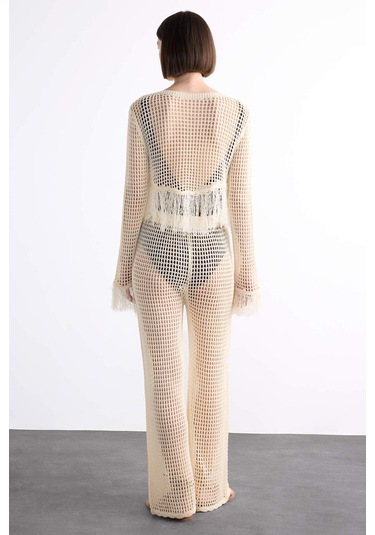 DeFacto Straight Fit Esnek Belli Kroşe Plaj Pantolonu F7460AX25HSER105