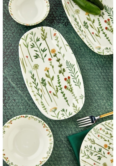 Cooker 10 Parça 4 Kişilik Mimoza Kahvaltı Takımı - Lüx Kahvaltılık Sunum Seti Tabağı Yeşil