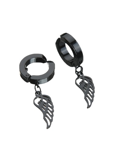 idolavm Sıkıştırmalı Sallanan Kanat Erkek Küpe Çelik Takı  p24 t5 Çelik