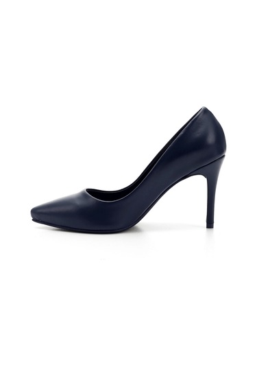 Gönderi R Lacivert Platinum Sivri Burun İnce Topuklu Hakiki Deri Stiletto Lacivert