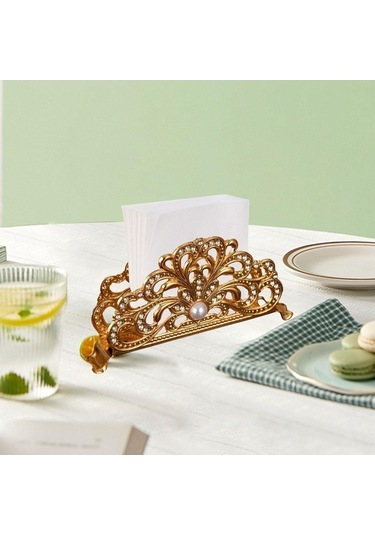 Trendooze Altın Renkli Metal Peçete Dağıtıcı Kahve Dükkanı Tezgah Tutucu Altın
