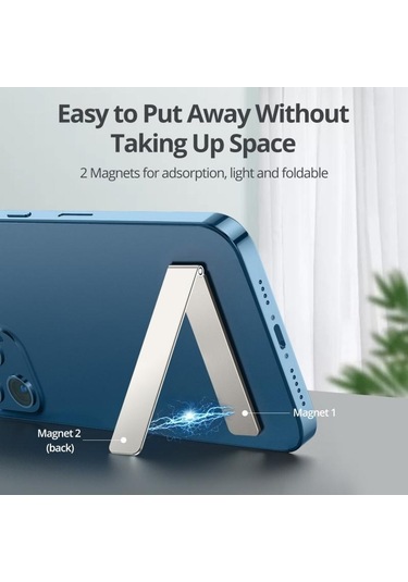 Siyah Hdoorlink Mini Manyetik Telefon Tutucu Katlanabilir Cep Telefonu Geri Görünmez Tutucu Metal Braket Masa Standı İphone Xiaomi Samsung Uyumlu İçin