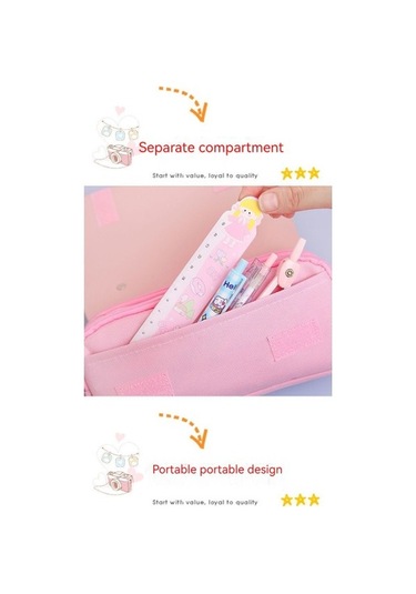 Agoodshop Büyük Kapasiteli Kalem Kutusu Tuval Çok Katmanlı Dekompresyon Kalem Kutusu Ad-4001