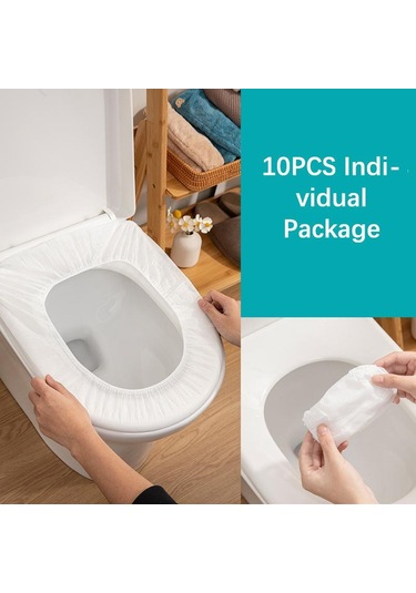 10 Adet Biyobozunur Tek Kullanımlık Klozet Kapağı Wc Tuvalet Mat Seyahat Kamp