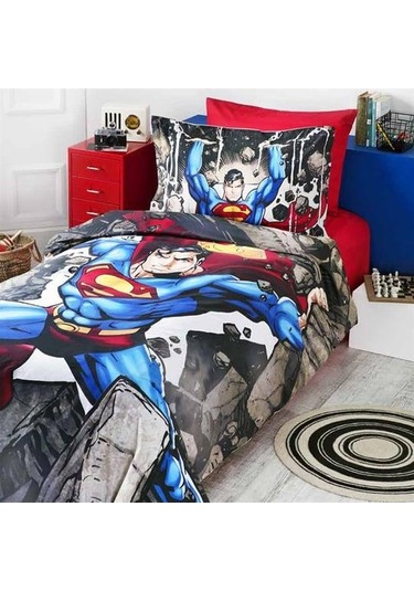 Özdilek Tek Kişilik Lisanslı Nevresim Takımı Superman Stone Mavi