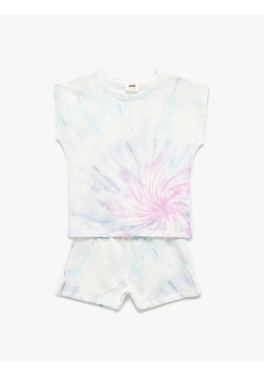 Koton Pamuklu Desenli 2'li Tişört Ve Şort Seti Beyaz Desenli 5skg10017ak Beyaz Desenli