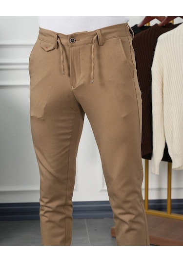 Modefendi Pamuk Likra Slim Fit Jogger Pantolon Taba