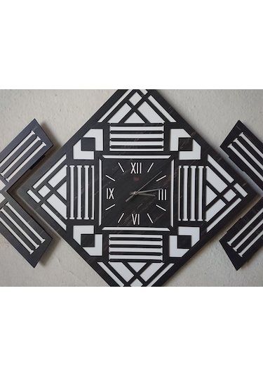 Duvar Saati Ahşap 100 X 70 Cm Siyah