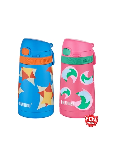 Shamobo 2li Set Pipetli Çelik Termos 350ml -6 Saat Isı Yalıtımı- Lila