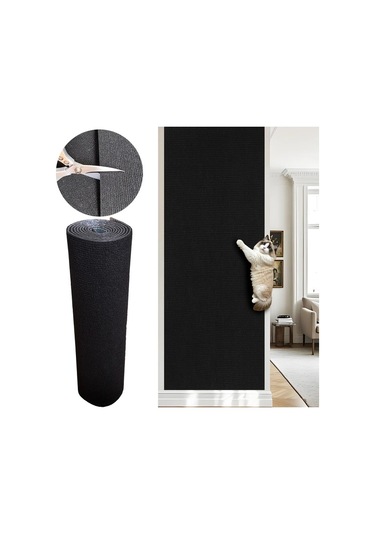 Honeybeeshop Siyah 15.75inch X 118.11inch Kendinden Yapışkanlı Tırmalama Matı Dayanıklı Kedi Oyuncak Ev Dekorasyonu