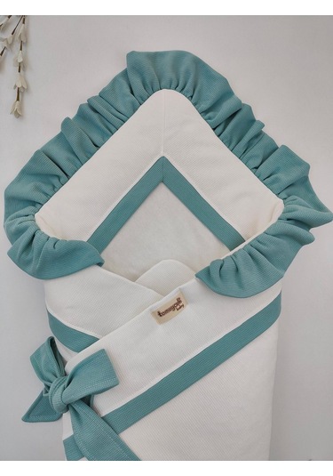 Bebek Battaniyesi Kundağı %100 Pamuklu İnci Waffle Kumaş Yenidoğan Hastane Çıkışı Hediyelik Örtü Yeşil