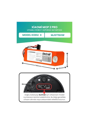 Xiaomi Mop 2 Pro Batarya Mjst1shw Ultra Yüksek Kapasite 6400mah