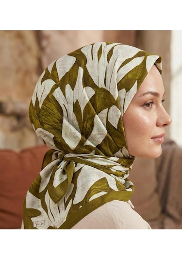 Mira Desen 94x94cm Viskon Modal Eşarp Haki