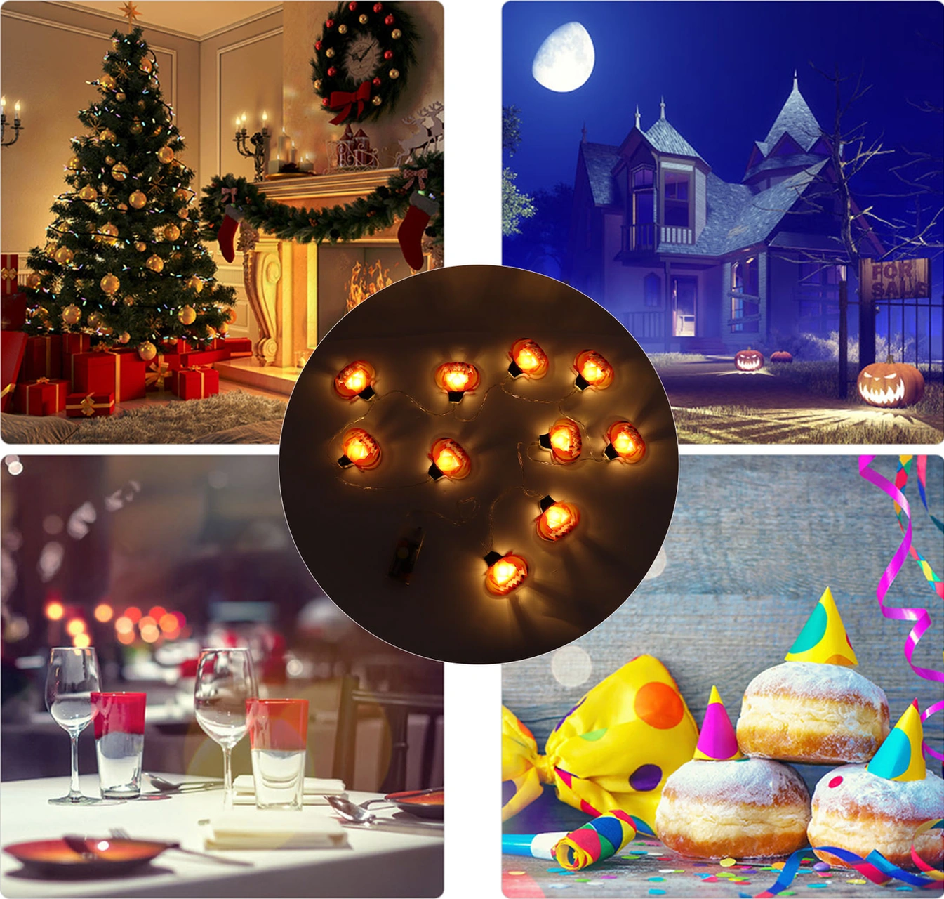 Balkabağı Fenerleri: 10 Led Pil İle Çalışan Cadılar Bayramı Dekoratif Lamba Aksesuarları Diğer