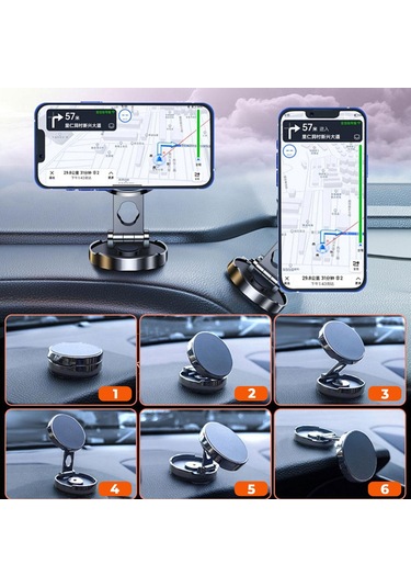 Schitec Katlanabilir Manyetik Araç İçi Telefon Tutucu Siyah